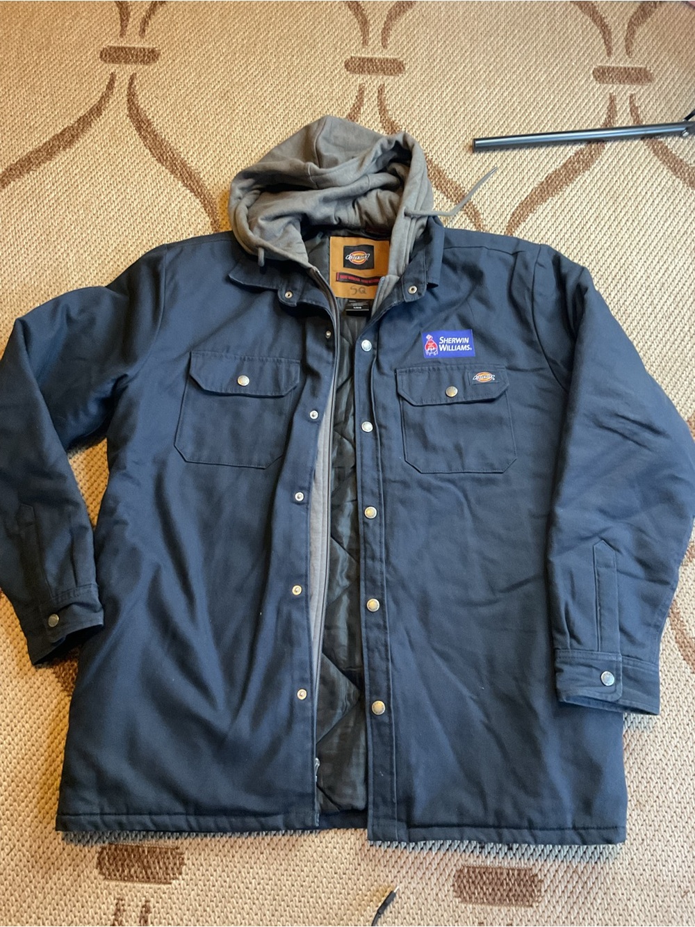 Dickies Navy Hooded Work Jacket with Sherwin-Williams Patch